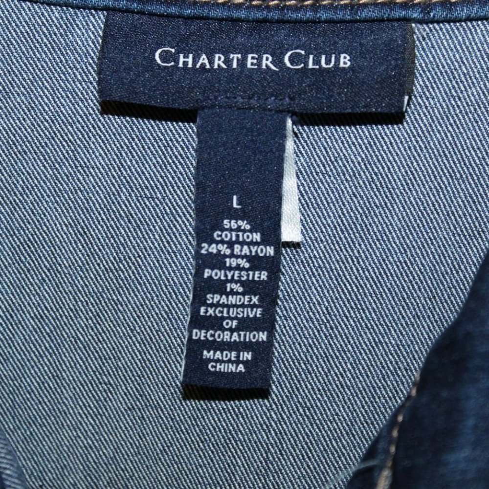 Charter Club Floral Denim Jean Jacket HW8348 - Picture 4 of 5
